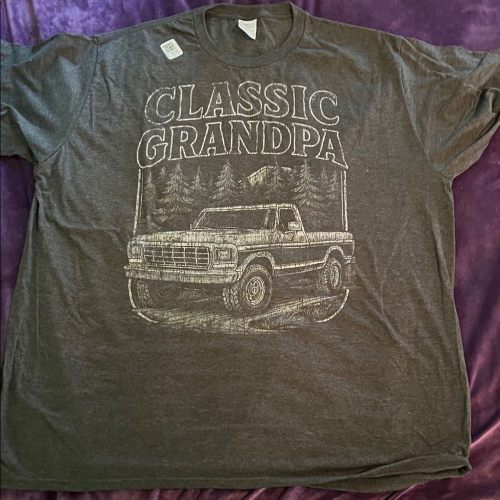 Classic Grandpa Truck Graphic T-Shirt - Gray (Men’s 2XL)